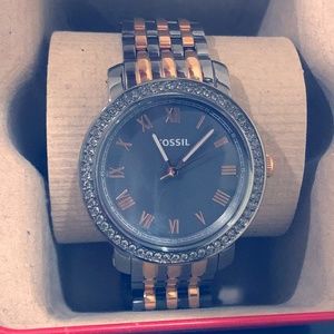 Fossil Watch - Circular Diamond Face (Gold/Silver)